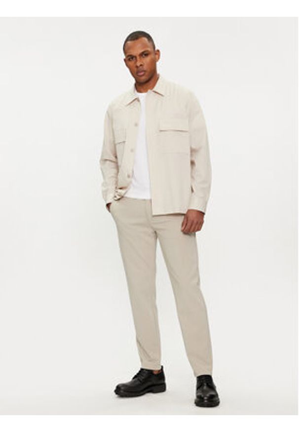 Calvin Klein Koszula K10K111364 Beżowy Boxy Fit. Kolor: beżowy. Materiał: bawełna