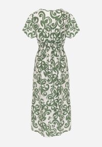 Born2be - Zielona Wiskozowa Sukienka z Kopertowym Dekoltem i Gumkami w Talii Shyraya. Okazja: na co dzień. Typ kołnierza: dekolt kopertowy. Kolor: zielony. Materiał: wiskoza. Typ sukienki: kopertowe. Styl: casual #7