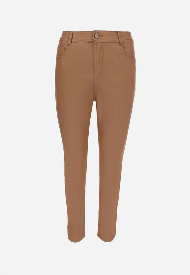 Born2be - Brązowe Spodnie Skinny Push Up Zami. Kolekcja: plus size. Kolor: brązowy