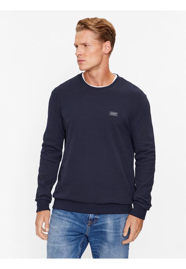 Bluza Guess. Kolor: niebieski. Materiał: bawełna