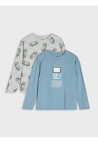 Sinsay - Bawełniane koszulki z nadrukiem 2 pack - mid blue. Materiał: bawełna. Wzór: nadruk #1