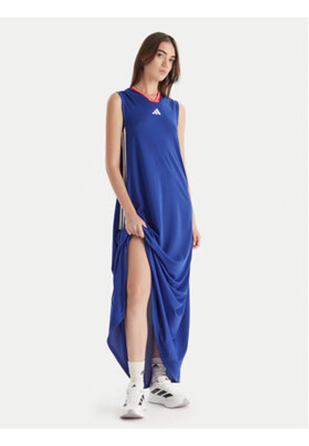 Adidas - adidas Sukienka codzienna Tiro Cut 3-Stripes Soft Mesh JW6819 Niebieski Regular Fit. Okazja: na co dzień. Kolor: niebieski. Materiał: syntetyk. Typ sukienki: proste. Styl: casual