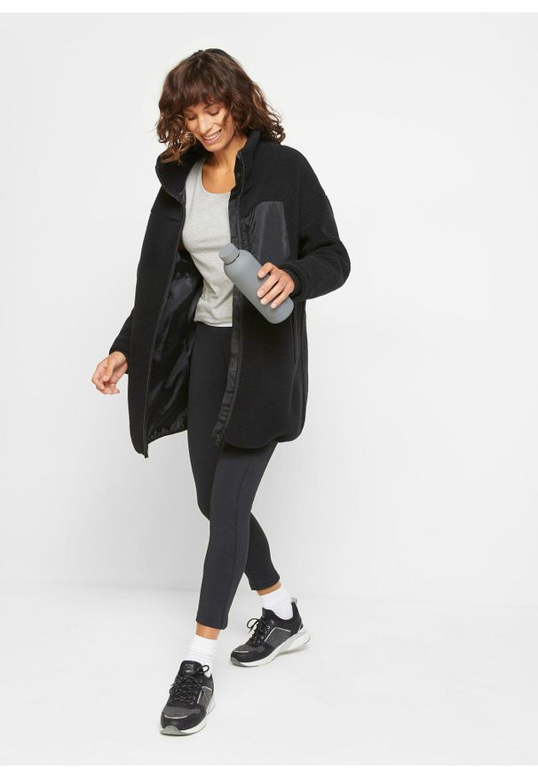 bonprix - Bluza rozpinana z polaru baranka. Kolor: czarny. Materiał: polar