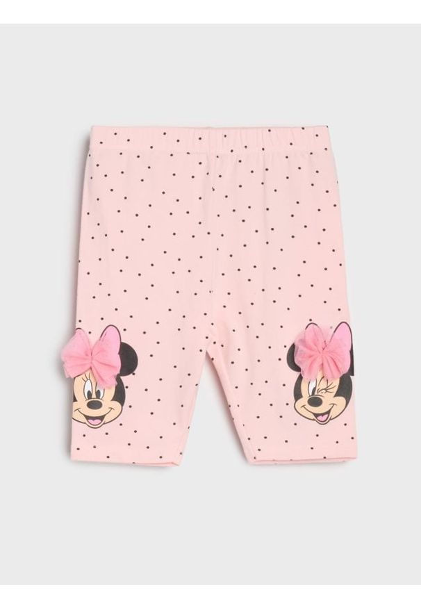 Sinsay - Krótkie legginsy z ozdobnym tiulem Minnie Mouse - różowy. Kolor: różowy. Materiał: tiul. Długość: krótkie. Wzór: motyw z bajki