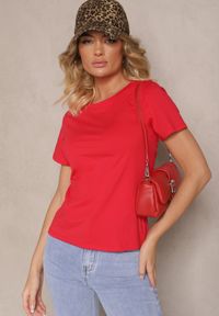 Renee - Czerwony Casualowy Bawełniany T-shirt Rivali. Okazja: na co dzień. Kolor: czerwony. Materiał: bawełna. Styl: casual #4