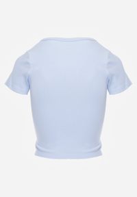 Born2be - Niebieski Gładki T-shirt o Krótszym Kroju Errora. Okazja: na co dzień. Kolor: niebieski. Materiał: materiał, jeans. Długość: krótkie. Wzór: gładki. Styl: casual #6