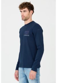 Aeronautica Militare - AERONAUTICA MILITARE Granatowy męski longsleeve bawełniany. Kolor: niebieski. Materiał: bawełna. Długość rękawa: długi rękaw