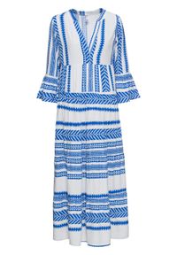 Długa sukienka bonprix biało-niebieski lodowy wzorzysty. Kolor: biały. Długość: maxi #1