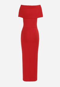 Born2be - Czerwona Sukienka Maxi Bez Ramiączek z Ozdobną Kokardą i Rozcięciem Marigore. Typ kołnierza: kokarda. Kolor: czerwony. Długość rękawa: bez ramiączek. Długość: maxi #5