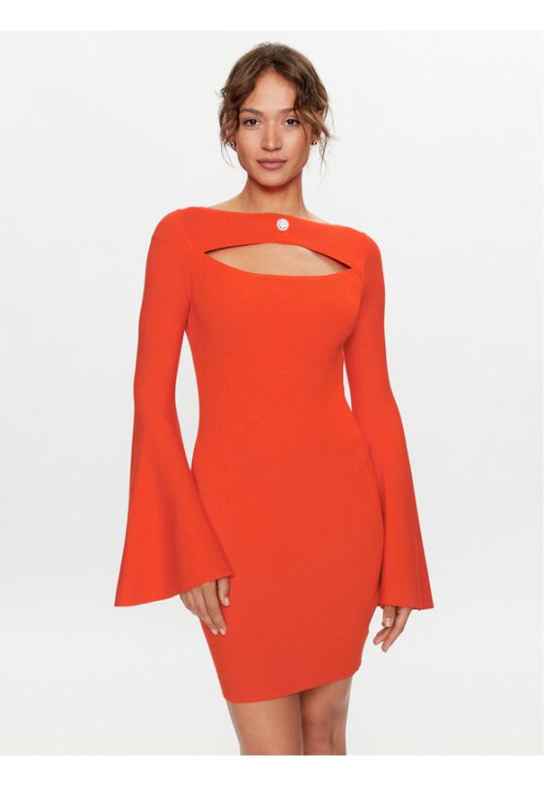 Liu Jo Sukienka dzianinowa WF3123 MS49I Pomarańczowy Slim Fit. Kolor: pomarańczowy. Materiał: wiskoza, dzianina