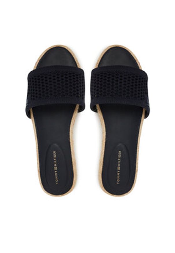 TOMMY HILFIGER - Tommy Hilfiger Espadryle Knit Mesh Espadrille Flat Sandal FW0FW08744 Granatowy. Kolor: niebieski. Materiał: materiał