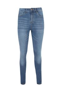 TOP SECRET - Spodnie jeansowe skinny z ozdobną taśmą. Kolor: niebieski. Materiał: jeans. Wzór: aplikacja. Sezon: jesień. Styl: elegancki #3