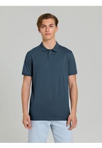Sinsay - Bawełniana koszulka polo - niebieski. Typ kołnierza: polo. Kolor: niebieski. Materiał: bawełna