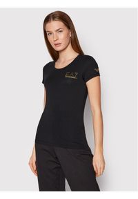 EA7 Emporio Armani T-Shirt 8NTT65 TJDQZ 1200 Czarny Slim Fit. Kolor: czarny. Materiał: bawełna