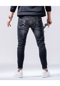 GUNS & TUXEDOS - Szare spodnie jeansowe z dziurami Low Rider. Kolor: szary. Styl: elegancki #7