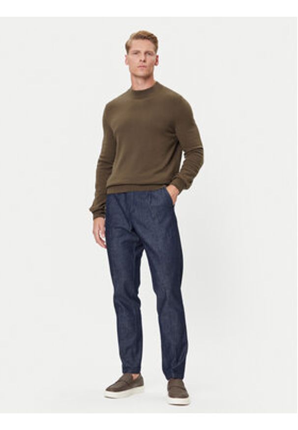 Marc O'Polo Denim Sweter 5000007280 Brązowy Regular Fit. Typ kołnierza: polo. Kolor: brązowy. Materiał: wełna