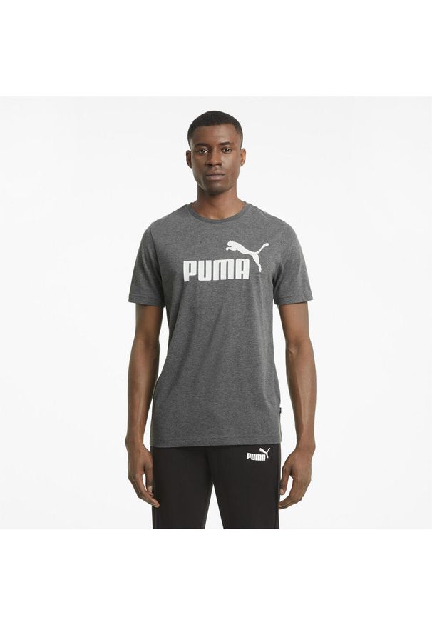 Puma - Męska melanżowa koszulka Essentials PUMA Black. Kolor: biały, czarny, wielokolorowy. Wzór: melanż