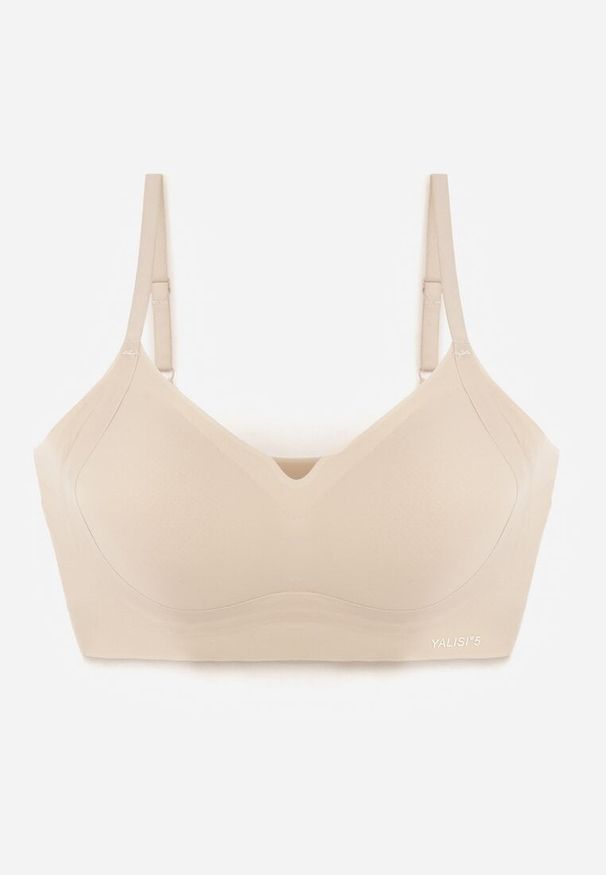 Renee - Beżowy Elastyczny Biustonosz Bezszwowy Bez Fiszbin Edaelia. Kolor: beżowy. Materiał: jeans