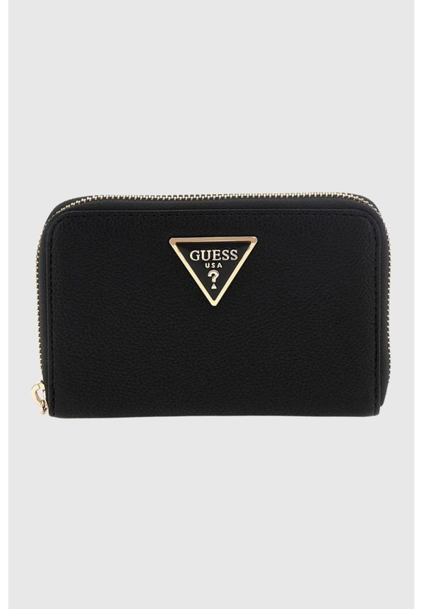 Guess - GUESS Czarny portfel damski Laurel. Kolor: czarny. Materiał: skóra ekologiczna