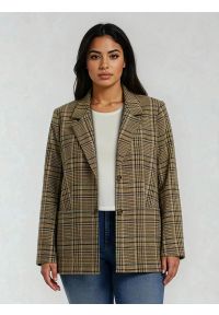 Big-Star - Marynarka damska w kratę Galani 601. Okazja: na co dzień. Kolor: różowy. Materiał: materiał, jeans, tkanina. Styl: casual, klasyczny, retro #3