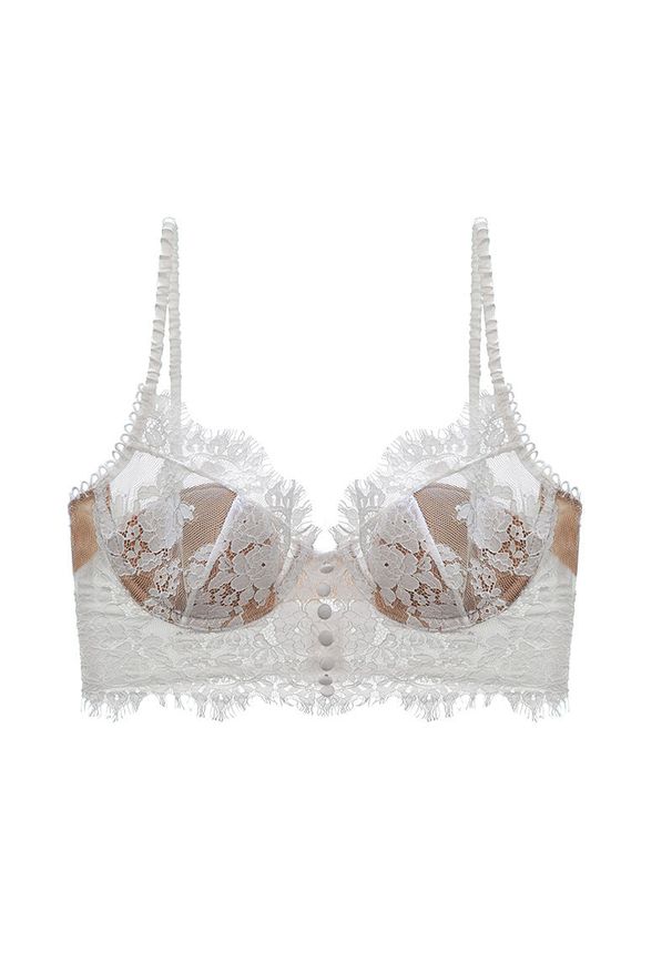 Intica - Braletka koronkowa usztywniana na co dzień Eudoxia. Kolor: biały. Materiał: koronka. Wzór: koronka