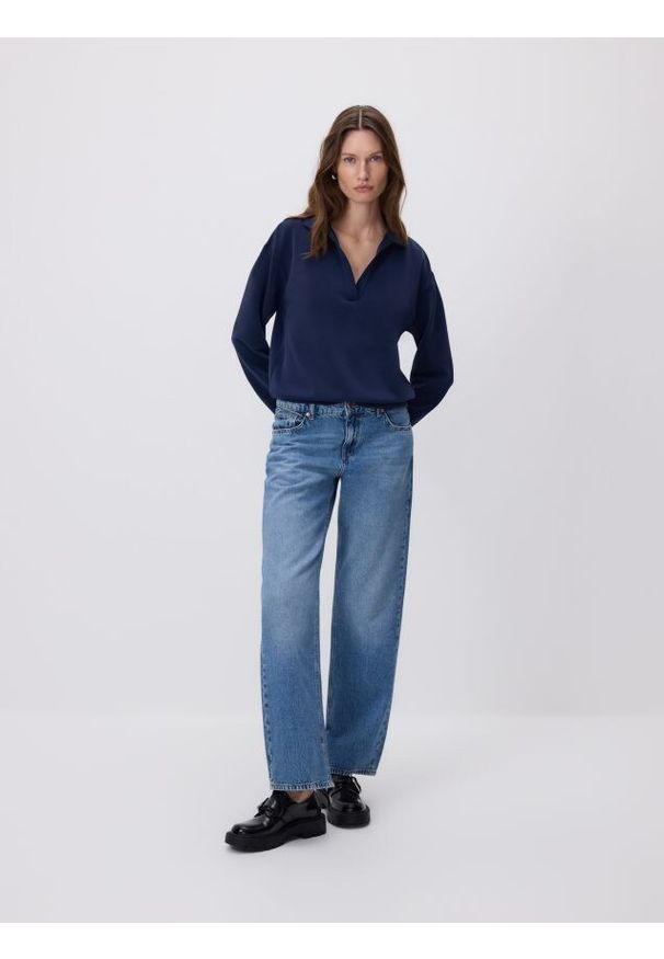 Reserved - Bluza z modalem - granatowy. Kolor: niebieski. Materiał: dzianina