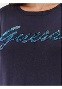Guess Sweter W3BR22 Z2NQ2 Granatowy Slim Fit. Kolor: niebieski. Materiał: wiskoza