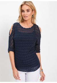 Sweter cold-shoulder bonprix ciemnoniebieski. Kolor: niebieski #6