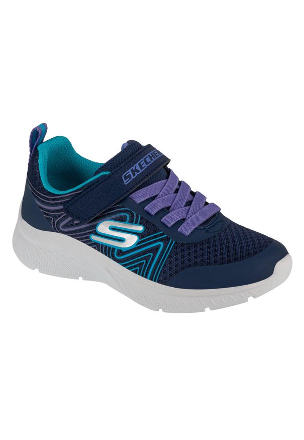 skechers - Buty sportowe Sneakersy dziewczęce, Microspec Plus - Swirl Sweet. Kolor: niebieski. Sport: turystyka piesza