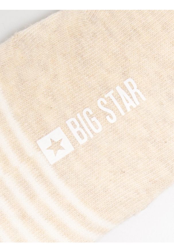 Big-Star - Stopki damskie w paski beżowe Olga 801. Kolor: beżowy. Wzór: paski