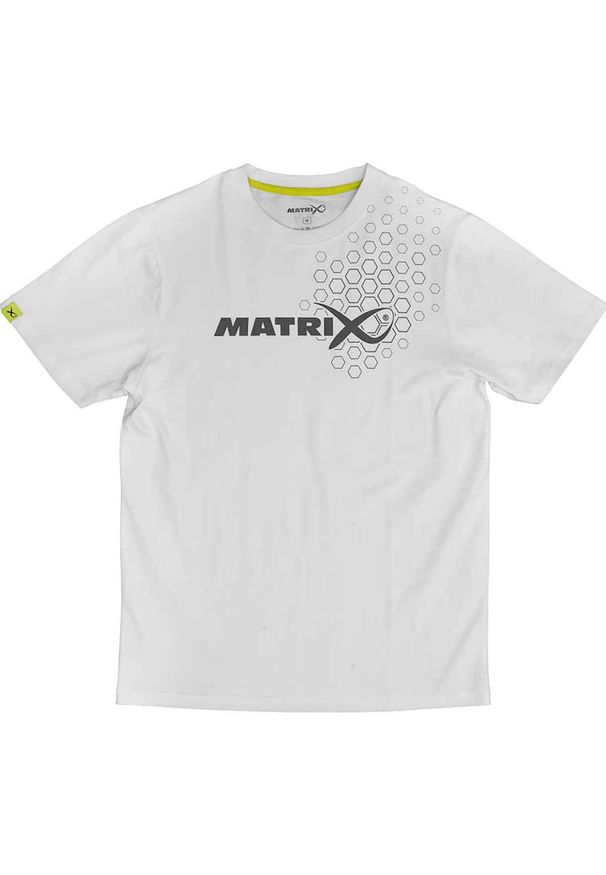 MATRIX - Koszulka Wędkarska Męska Biała Matrix Hex Print T-Shirt. Kolor: biały. Wzór: nadruk