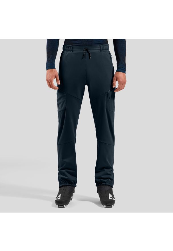 Spodnie męskie Odlo ZEROWEIGHT WINDPROOF X WARM Pants regular length. Kolor: niebieski. Sezon: zima. Sport: narciarstwo