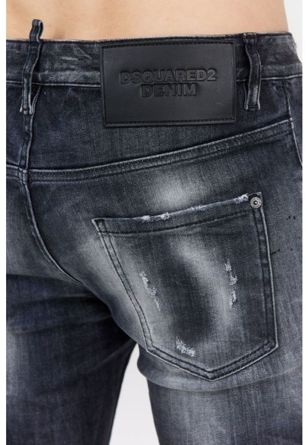 DSQUARED2 Czarne jeansy męskie super twinky jean, Rozmiar 54. Kolor: czarny. Wzór: aplikacja