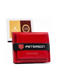 Portfel skórzany Peterson PTN RD-220-GCL czerwony. Kolor: czerwony. Materiał: skóra
