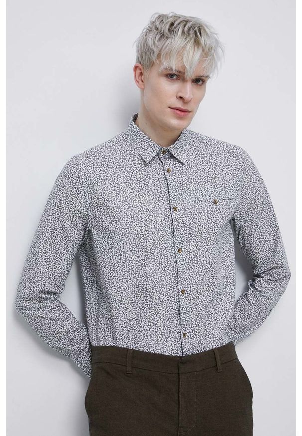 medicine - Medicine koszula męska kolor szary regular z kołnierzykiem klasycznym. Typ kołnierza: kołnierzyk klasyczny. Kolor: szary. Materiał: tkanina. Długość rękawa: długi rękaw. Długość: długie. Styl: klasyczny