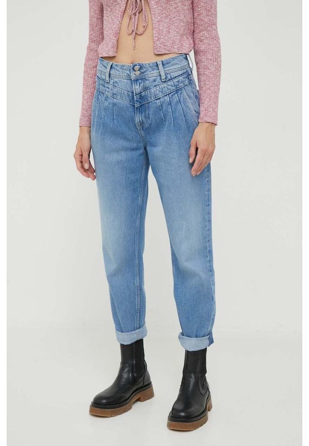 Pepe Jeans jeansy Violet damskie high waist. Stan: podwyższony. Kolor: niebieski