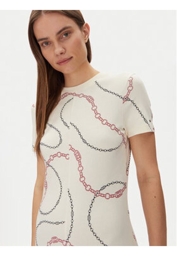 TOMMY HILFIGER - Tommy Hilfiger Sukienka codzienna Modern F&F Midi Dress WW0WW44547 Biały Regular Fit. Okazja: na co dzień. Kolor: biały. Materiał: bawełna. Typ sukienki: proste. Styl: casual. Długość: midi
