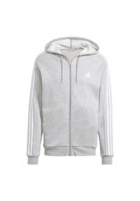 Adidas - Bluza z kapturem Essentials Fleece 3-Stripes Full-Zip. Typ kołnierza: kaptur. Kolor: szary. Materiał: materiał. Sport: fitness #2