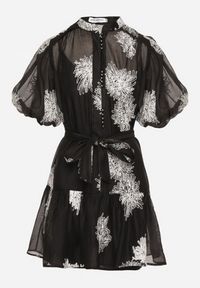 Born2be - Czarna Koszulowa Przezroczysta Sukienka z Bawełną Haftami i Paskiem Lirulira. Okazja: na co dzień. Kolor: czarny. Materiał: bawełna. Wzór: haft. Sezon: lato. Typ sukienki: koszulowe. Styl: casual, elegancki #3