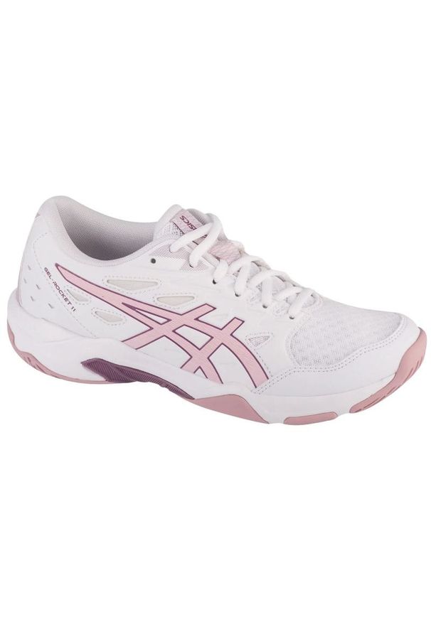 Buty do siatkówki Asics Gel-Rocket 11 1072A093-103 białe. Kolor: biały. Materiał: syntetyk, guma. Szerokość cholewki: normalna. Sport: siatkówka