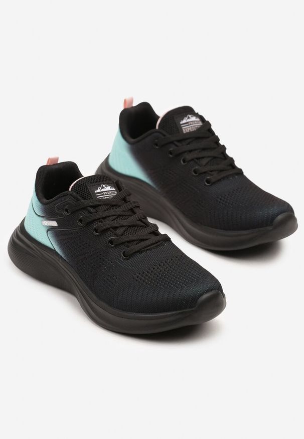 Born2be - Czarno-Miętowe Buty Sportowe na Piankowej Podeszwie Zdobione Efektem Ombre Elanelis. Okazja: na co dzień. Nosek buta: okrągły. Kolor: czarny. Materiał: jeans, materiał. Wzór: aplikacja. Sezon: lato, wiosna