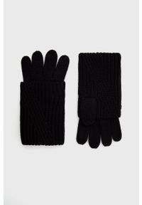 AllSaints Rękawiczki z domieszką wełny damskie kolor czarny. Kolor: czarny. Materiał: wełna. Wzór: gładki #1