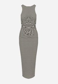 Born2be - Czarno-Biała Wieczorowa Sukienka o Dopasowanym Kroju z Rozcięciami Vikonnie. Okazja: na co dzień. Kolor: czarny. Typ sukienki: proste, dopasowane, sportowe. Styl: wizytowy #7