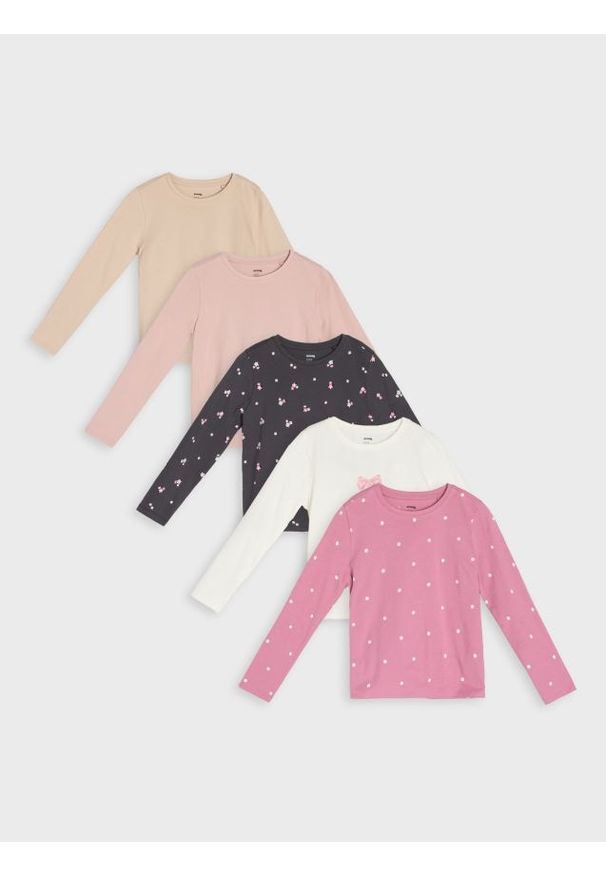 Sinsay - Koszulki z długimi rękawami 5 pack - kremowy. Kolor: kremowy. Długość rękawa: długi rękaw. Długość: długie