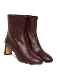 Stuart Weitzman Botki Babette SL542 Bordowy. Kolor: czerwony. Materiał: skóra