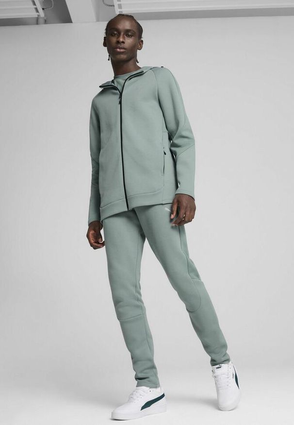Puma - Męska rozpinana bluza z kapturem EVOSTRIPE PUMA Green Moon. Typ kołnierza: kaptur. Kolor: zielony