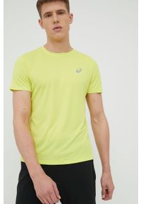 Asics t-shirt do biegania Core kolor żółty gładki. Kolor: żółty. Materiał: materiał, skóra, włókno. Wzór: gładki