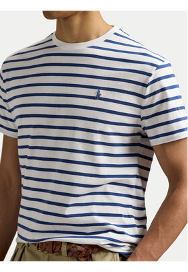 Polo Ralph Lauren T-Shirt 710938134008 Granatowy Custom Slim Fit. Typ kołnierza: polo. Kolor: niebieski. Materiał: bawełna