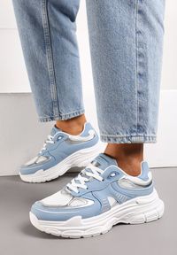 Renee - Niebieskie Sneakersy z Siateczkowymi i Metalicznymi Wstawkami Telarisa. Kolor: niebieski #3