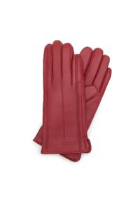 Wittchen - Damskie rękawiczki skórzane z fantazyjnymi szwami czerwone. Kolor: czerwony. Materiał: skóra. Wzór: gładki. Styl: elegancki #1